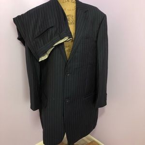 Mantoni Super 140’s 2 Pc Suit Navy Pinstrip